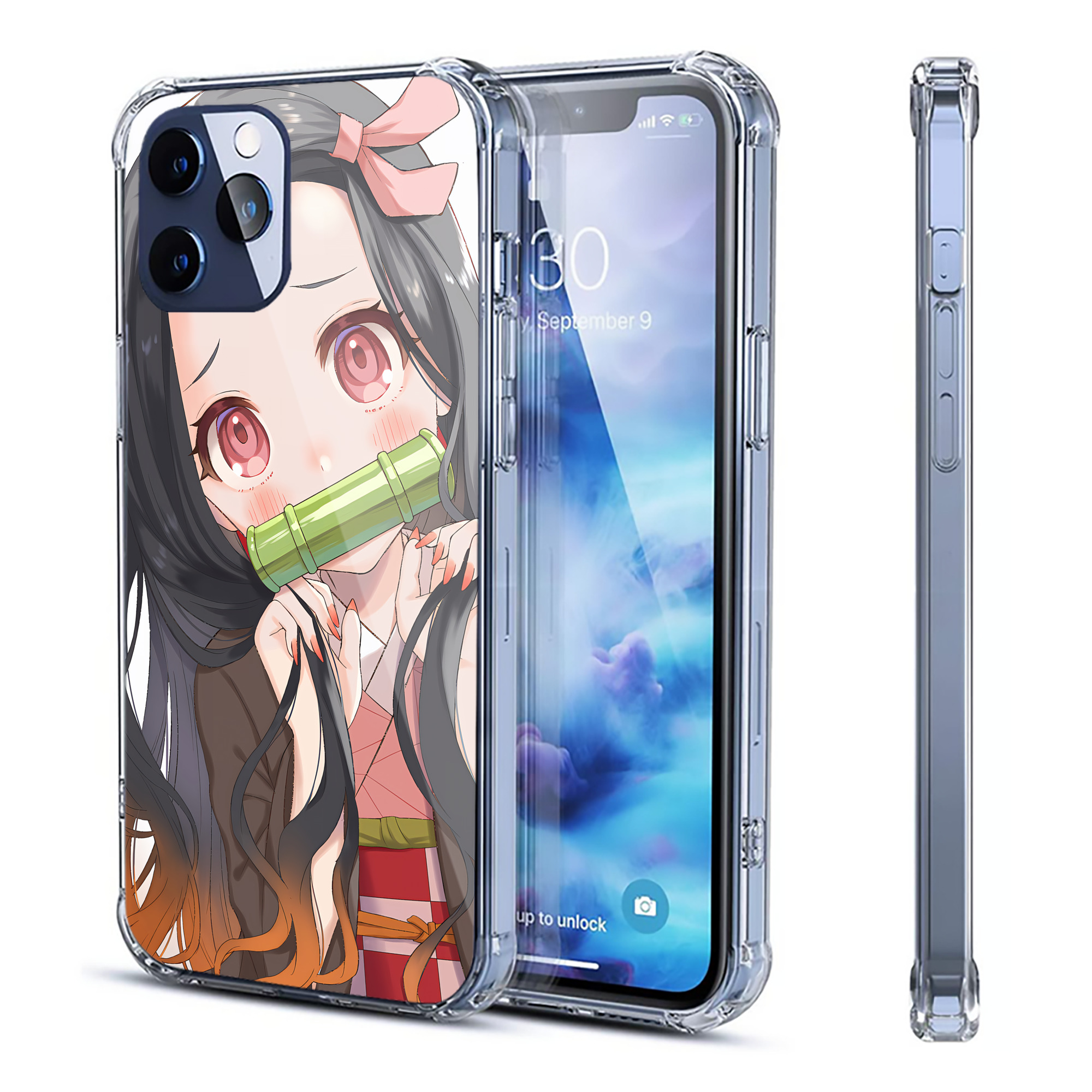（画像用） 鬼滅の刃（きめつのやいば）竈門 禰󠄀豆子／かまど ねずこ Kamado Nezuko 【iPhone 12シリーズ対応】透明スマホケース（クリアソフトケース）